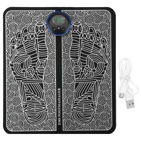 EMS Foot Massage Mat for Pain relief & Relaxation w/ 6 Modes 9 Intensity Levels. Electric Stimulation Massager Unit Rechargeable