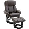 10 Point Vibration Massage Recliner Chair with Ottoman Swiveling Armchair, Brown PU Leather