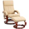10 Vibration Points Massage Chair Electric Recliner with Ottoman, Faux Leather, Remote Control, Beige
