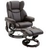 Massage Recliner Chair with Ottoman 10-Point Vibrating Brown PU leather