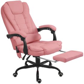 Vinsetto Executive High Back Office Chair with Massage Function Reclining Pink Faux Leather