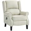 Vibrating Massage Recliner Chair with Heat. Upholstered Wingback Chair Beige Linen-feel Fabric. Ultimate  Comfort