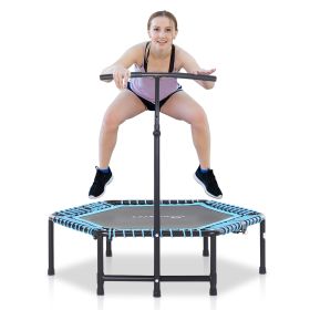Soozier 4.5 ft Exercise Trampoline, Portable & Foldable Fitness Trampoline with Adjustable T-Bar and Heavy-Duty Design, Blue