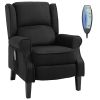 Massage Recliner Chair with Lumbar Heating and Remote Controller, Side Pocket, Black faux suede