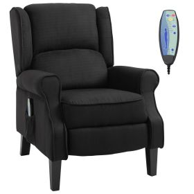 Massage Recliner Chair with Lumbar Heating and Remote Controller, Side Pocket, Black faux suede
