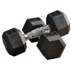 Soozier Rubber Hex Dumbbell Set 15 lbs Pair for Home Gym Strength Training Black