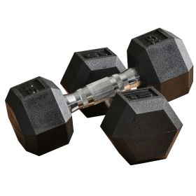 Soozier Rubber Hex Dumbbell Set 15 lbs Pair for Home Gym Strength Training Black