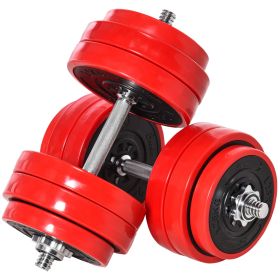 Soozier 66 lbs Dumbbell & Barbell Adjustable Set Two-In-One Strength Muscle Exercise Fitness Plate Bar Clamp Rod for Home Gym