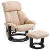 Massaging 10-Point Vibrating Heat Function Recliner Chair with Ottoman  Ultimate Comfort for Back and Legs HOMCOM Beige faux leather