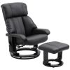 10-Point Vibrating Massage and Heating Function, Recliner Chair with Ottoman Footrest Black PU leather