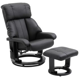 10-Point Vibrating Massage and Heating Function, Recliner Chair with Ottoman Footrest Black PU leather