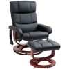 10-POINT VIBRATING MASSAGE Recliner Chair with Ottoman & Side Pocket for Convenience, Black faux leather
