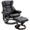 10 Vibration Points Massage Recliner Chair with Ottoman – Adjustable Backrest, Remote Control, Black Faux Leather