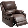 Recliner Massage Armchair with Heat Over sized Swivel Rocker with Footrest Remote and Side Pockets Brown