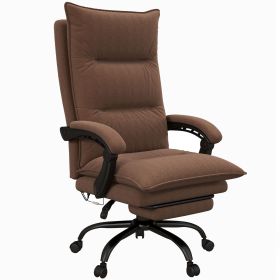 Vinsetto Heated Massage Office Chair with 6 Vibration Points Reclining Chair with Footrest Armrest and Padding Cozy Brown