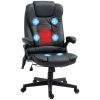 HOMCOM Heated Massage Reclining Office Chair 6 Vibration Points Desk Armrest Remote Control Black
