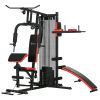Soozier Multi-functional Workout Station with Sit up Bench, Push up Stand, Dip Station, 143 lbs Weights