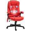 HOMCOM Heated Massage Office Chair, Heated Reclining Chair with 6 Vibration Points, Armrest and Remote, Red PU Leather