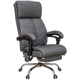 Vinsetto Heated Massage Office Chair 4 Point Vibration Reclining Adjustable Height Gray PU Leather
