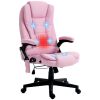 HOMCOM Vibrating Massage Heated Office Chair High Back Recliner Padded Armrests Remote Pink Linen