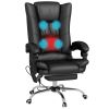 Vinsetto PU Leather Heated Massage Office Chair 4 Vibration Points Reclining Adjustable Footrest Black