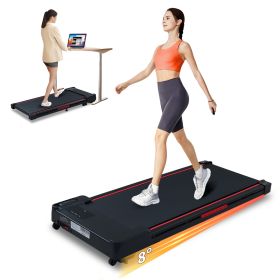 Walking Pad Treadmill with 8° Incline, Remote Control 2.5 HP Portable Compact Treadmills for Home Office, Treadmill 220 lb Capacity, LED Display