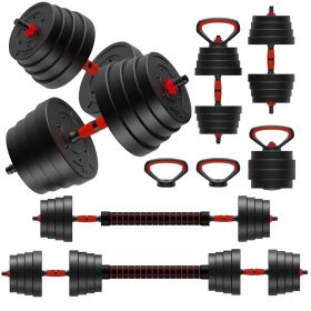 90 LB 4-in-1 Adjustable Dumbbell Set – Converts to Barbell, Kettle bell & Push-Up Stands w/ Interchangeable Plates & Non-Slip Grips