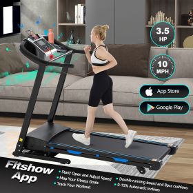 Treadmills for Home, Electric Treadmill with Automatic Incline, Foldable 3.5 HP Workout Walking Running Machine