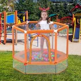 55" Little Kids Trampoline with Safety Enclosure Net and Ocean Balls – Indoor & Outdoor Fun
