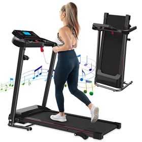 Treadmill with Incline & Bluetooth, 2.5 HP Folding for Home Exercise, Portable Running Walking Jogging Cardio Machine