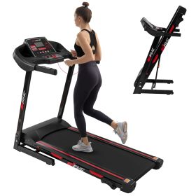Folding Treadmill for Home - 330 LBS WT. Capacity Running Machine with HR sensor and Incline/Bluetooth;  3.5 HP 16 KM/H Max Speed