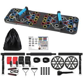 Push Up Board Home Strength Training Equipment With 15 Fitness Accessories Pilates Bar Resistance Band Roller Wheel Full Body Workout