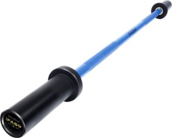 Blue Olympic Barbell Bar, 4 Ft Solid Chrome Weight Bar with Bearings, 400 Lbs Capacity Weightlifting Bar for Home Gym Workout Strength Training Squat