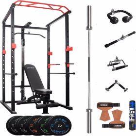 210 lb Home Gym sets Multi-functional Power Cage,Home Adjustable Pull up Squat Rack 1000 Lbs Capacity Comprehensive Fitness Barbell Rack