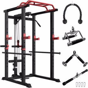 Home Gym Multi-functional Power Cage.Comprehensive Fitness Barbell Rack. Adjustable Pull-up Squat Rack  1000 lb.capacity