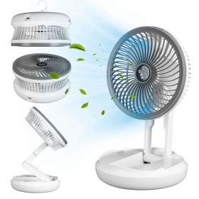 All in 1 Folding Desk Fan USB Desk Fan Small Stretchable Fan with 4 Wind Speeds Hanging Desktop Wall Mounted or portable for travel