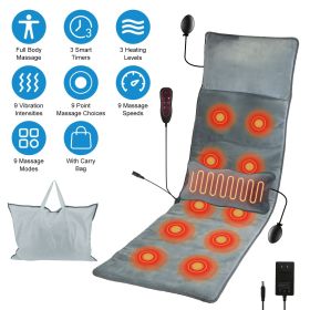 Full Body Massage Mat with Heat Vibration Lumbar Back Massage Chair Pad with Inflatable Head Pillow