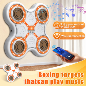 Four key boxing target-white body-white keys-orange light-brown (Early Childhood Ed & Activity Toys) Gloves included