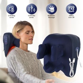 Shiatsu Neck & Shoulder Massager - 4D Deep Kneading, Rechargeable & Portable, Adjustable Heating & Intensities withStorage Bag