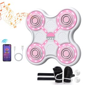 Four key boxing target-white body-white keys-pink light-pink. Boxing Machine with Boxing Gloves, Wall Mounted Boxing Trainer,