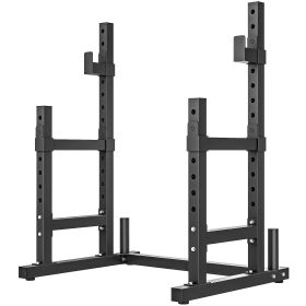 Soozier Adjustable Squat Rack, 660lbs Multi-Functional Bench Press Rack for Weight Lifting Home Gym Strength Training, Black