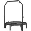 Soozier 40" Foldable Mini Trampoline, Rebounder Trampoline for Adults with Adjustable Foam Handle, Black
