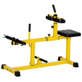 Soozier Adjustable Steel Preacher Curl Bench Seated Calf Raise Exercise Strength Training Gym Equipment, Yellow