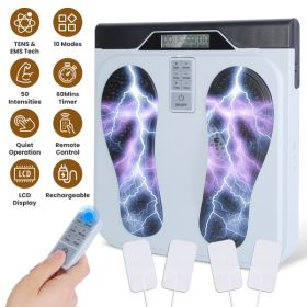 TENS & EMS Foot Massager with 10 Modes & 50 Intensity Levels - Electric Foot Stimulator for neuropathy