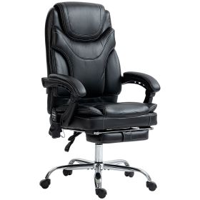 Vinsetto 6 Point Vibration Massage Office Chair, Heated Reclining Chair with Footrest, Black PU Leather