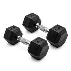 20 lb Coated Rubber Hex Dumbbell, Pair