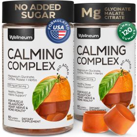 Calm Magnesium Glycinate Gummies for Adults 2 Pack Triple Magnesium Complex 600 Mg Calming Chews for Relaxation Sleep Energy Gummy Supplement wit