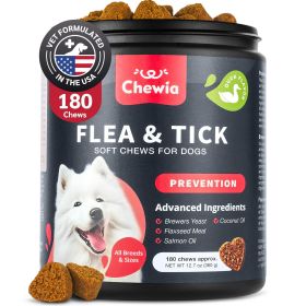 Dog Flea and Tick Treatment Chews 180 DUCK Flavored for Dogs Soft Supplement Treats