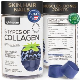 Collagen Peptide Gummies for Women and Men 3000 Mg Collagen Gummy Supplement for Healthy Hear Skin Nails and Bones Hyaluronic Acid Biotin Keratin