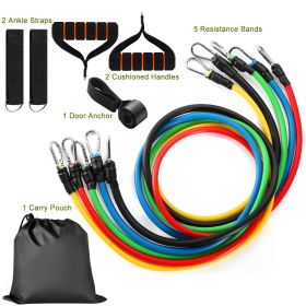 11 Pcs Resistance Bands Set Fitness Workout Tubes Exercise Tube Bands Up to 100 lbs